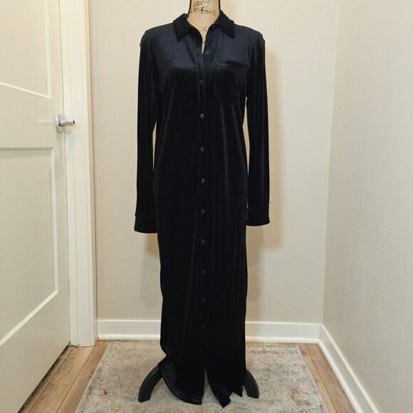 Ralph Lauren Women's Maxi Velvet Shirt Dress Size PM - Picture 1 of 6